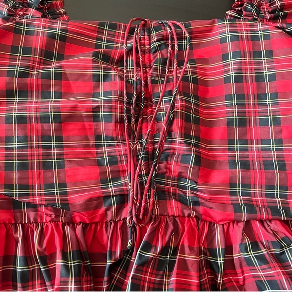 Antonio Melani Elvira Plaid Tie Square Neck Long Puffed Sleeve - Picture 3 of 12